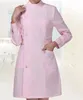 Indumento da infermiere a maniche lunghe collo alto invernale cappotto da donna o-collo spesso camice da laboratorio per servizi medici bianco blu rosa colorS