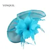 2018 Elegant Wedding Headwear Fancy Feather Flower Fascinators Party Tea Chaps Mesdames Sinamay Headpice Hair Accessoires Bandons 2872044