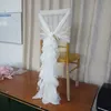 Heet verkoop ivoor kleur stoel sjerp voor bruiloften met grote 3D chiffon delicate bruiloft decoraties stoelhoezen stoel sjerpen