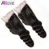 Allove 10A Cabelo Brasileiro Onda Solta Fechamento de Renda Solta Tecer Cabelo Virgem Malaio Fechamento de Renda Peruana Virgem Indiana Ha2530784