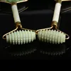 Gratis frakt 100pcs Skönhet Jade Roller Massager Facial Avkoppling Halsmassage Dubbel Smooth Spiky Rollers Slimming Tool