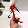 New Arrivals 2018 couro de patente emoção das mulheres dos saltos original do desenhista Sapato de bico fino vestido de noiva sexy sapatos de marca sapatos Letters calcanhar Sandals + BO