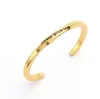 Inspirierendes Armband, modisches Spiral-Manschettenarmband mit feinem Buchstaben, niemals aufgeben, Paar, inspirierender Schmuck, Gold-Silber-Armband