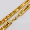 Gruby ciężki łańcuchowy naszyjnik 18K żółty złoto wypełnione Naszyjnik klasyczny biżuteria ciasny łańcuch 23.6 cali