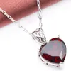 Luckyshine 5 Sets Wedding Jewelry Sets Pendants / Earrings Heart Red Garnet Gems 925 Silver Necklaces Engagements Gift