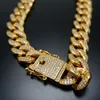 Mannen Vrouwen Hip Hop Miami Cubaanse Link Collier Solid Copper Casting Micro Cubic Zirconia Clasp Iced Out Bling Sieraden 20 "/ 24" / 26 "/ 28" / 30 "