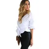 Sexy V-ausschnitt Weiße Bluse Shirt Frauen Puff Hülse Sommer Herbst Blusen Tops Schärpen Tunika frauen Blusas Streetwear Dame hemd