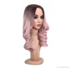 Ombre longue perruque rose vague bouclés cosplay perruques femmes cheveux synthétiques résistant à la chaleur