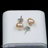 Orecchini di perle autentiche, perle d'acqua dolce di lavanda da 6,5 ​​mm Orecchini a bottone in argento 925, gioielli da damigella d'onore, perla reale al 100%
