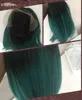 Venda quente Ombre verde rendas dianteiras de renda com cabelo bebê 180% densidade resistente ao calor 14 polegadas curtas sintéticas para mulheres negras