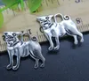 Partihandel 30st Cute Dog Pug Alloy Charms Hängsmycke Retro Smycken Göra DIY Keychain Forntida silverhänge för armband Örhängen 20 * 20mm