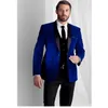 2017 New Fashion Royal Blue Velvet Jacket Groom Tuxedos Black Lapel Best Men Suit Prom mens suits Tuxedos (Jacket+Pants+Vest)