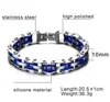 Black Stainless Steel Silicone Bracelets for Male Stylish Mens Bicycle Motorcycle Chains Bracelet Jewelry 7 colors Choose