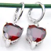 Luckyshine 5 set Set di gioielli da sposa Orecchini con pendenti Cuore Rosso granato Gemme Collane in argento 925 Fidanzamenti Gift272b