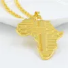 Uodesign Brand Hiphop Afrika Halsband Guldfärg Pendantkedja Afrikansk karta Gåva till män / Kvinnor Etiopiska Smycken Trendiga