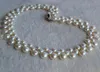 Perfekter Perlenschmuck für Hochzeit und Geburtstag, 3 Reihen, 6–9 mm, weiße Farbe, echte Süßwasserperlen-Halskette, neuer kostenloser Versand
