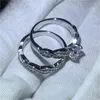 Set di anelli Sparkling Lovers Cross Anello in oro bianco con fedi nuziali per fidanzamento per donna uomo Bijoux in cristallo di zircone 5A