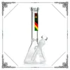 LIMITED EDITION ZOB HITSMAN Glass Mini dolna zlewka Bong 10 "Rasta Color Water Pipes Ice Bongs 14.4 mm Joint DAB Rig Oil Bubbler Palący Nargile