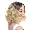 Short Finger Wave Gatsby Style Skin Side Part Ombre Blonde Brown Wigs for Women