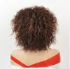흑인 여성을위한 아프리카 짧은 곱슬 가발 미국 natura 풀리 ombre 갈색 컬러 머리 합성 가발 하이라이트