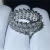 Fashion Flower ring 5A Clear Cz Stone White Gold Filled Engagement wedding band ring for women Bridal Finger Jewelry
