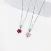 Collier en argent Sterling 925, cristal, renard rouge, rose, Animal mignon, chaîne de clavicule, tempérament, meilleur cadeau pour fille