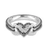 2018 moda Yeni Gümüş Infinity Kalp Şekli Promise Ring Çift Yüzük Basit Hollow Charm Takı