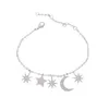 Charm jewelry new lady girls delicada pulsera borla estrella luna brazalete elegante hexgram cadena micro pavé brillante cz regalos de moda