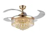 New stealth fan chandelier crystal chandelier European living room restaurant ceiling fans lamp 42 inch dimming LED LLFA