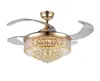 Nouveau lustre de ventilateur furtif lustre en cristal salon européen restaurant ventilateurs de plafond lampe 42 pouces gradation LED LLFA