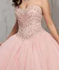 Pink Ball Gown Wedding Dress Custom Made Plus Size Gorgeous Wedding Gowns Strapless tulle features beaded bodice Sparkling Sequins crystal