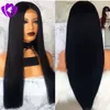 30 pouces longue perruque noire droite synthétique avant de lacet perruques pour les femmes couleur naturelle/ombre couleur perruque synthétique délié naturel