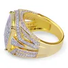 Hip Hop Iced Out Gold Micro Pave Cubic Zircon Bling Anillos cuadrados grandes para joyería masculina 18 mm Regalo del día de la madre