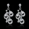 Luxury Silver Color Crystal Bride Wedding Jewelry Set Charm Peacock Design Necklace Earrings Set Women Bridal Party Jewelry D181003688755