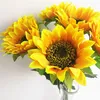 Girassol amarelo 62cm/24,41 "Flores de seda artificial simulação de girassol único para fotografia de casamento adereços de flores decorações de natal