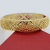 Utsökt Filigree Womens Bangle 18K Gul Guld Fylld Hål Armband Bröllopsfest Present Dia 65mm Snidade Öppningsbara Smycken