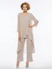 Plus Size Mother Of The Bride Pant Suit 3 Piece Chiffon for Beach Wedding Dress Mother's Dress Long Sleeves Cheap Mothers For279w