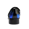 Plus Size Black Siate Toe Slip On Male Rhinestone Mokasyny Eleganckie Patent Leather Włoski Party Męskie Buty Startowe Mężczyzna SL36