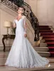 Elegancka pełna koronkowa linijka sukienki ślubne Vestidos de noiva v sheer Sheer Long Rleeves Tiulle Applique ślubne suknie ślubne BA7781266F
