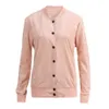 Women Plain Long Sleeve Coat Pink Solid Button Bomber Jacket Coat mandarin Collar Top Autumn bomber jacket women Winter Top