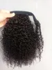 Ny Ankomst Brasilianska Human Virgin Remy Kinky Curly Pony Vail Hair Extensions Clip In Natral Svart Färg 100g En bunt