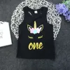 Crianças da criança Do Bebê Menina Unicórnio Roupas set Dos Desenhos Animados Colete camiseta Lantejoulas bow Shorts Outfits traje de aniversário para meninas