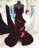 Burgundy Mermaid Veal Dresses 2018 Sweetheart Velvet Satin Ruffles Length Floor Prom Dresses Dresses Shipper Up3140736