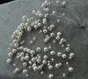 Echte Perlen-Halskette, weiße Farben-Illusion-wirkliche Frischwasserperlen-Halskette, Multistrand Schmucksachen, 9rows, neues freies Verschiffen