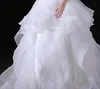 Fancy Ball Gown Wedding Dresses Peats Organza Sparkling Sash Pärlor Lace-up Back Custom Made Plus Size Bröllopsklänningar
