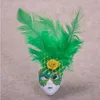 Popolare Mini Venezia Maschera di piume Magnete per frigorifero Italia Souvenir Ornamento Decorazioni per la casa Confezione regalo 6 colori 12 pz / lotto DEC252