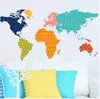 Isabel World Animal World Map Wall Stickers for Kids Rooms Living Room Home Decorations Decal Mural Art Diy Office Wall Art