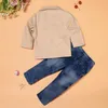 2018 european fashion boys denim clothing sets baby kids boys jacket+polo shirt+denim pants 3-piece children denim clothing sets