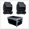 2 piezas con flightcase led disco etapa luz 5x5 matriz led cabeza móvil 25x10w RGBW 4in1 Led matriz haz luz con cabezal móvil