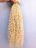 new arrive brazilian human virgin remy clip ins hair extensions curly hair weft blonde color 9pieces with 18clips